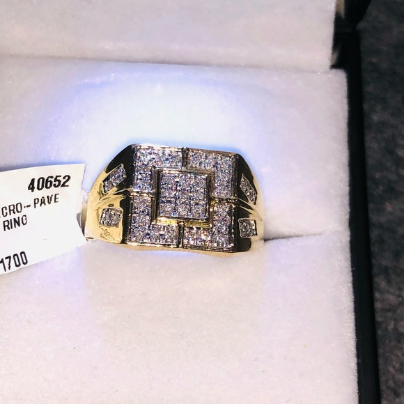 10k solid gold real diamond men ring free appraisal not plated no fake stones - Picture 7 of 8